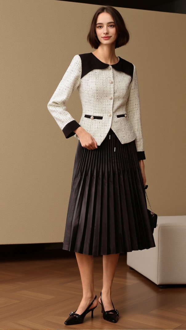 AIIZIE MANDY TWO-TONE PLEATED TULLE SUIT - product image