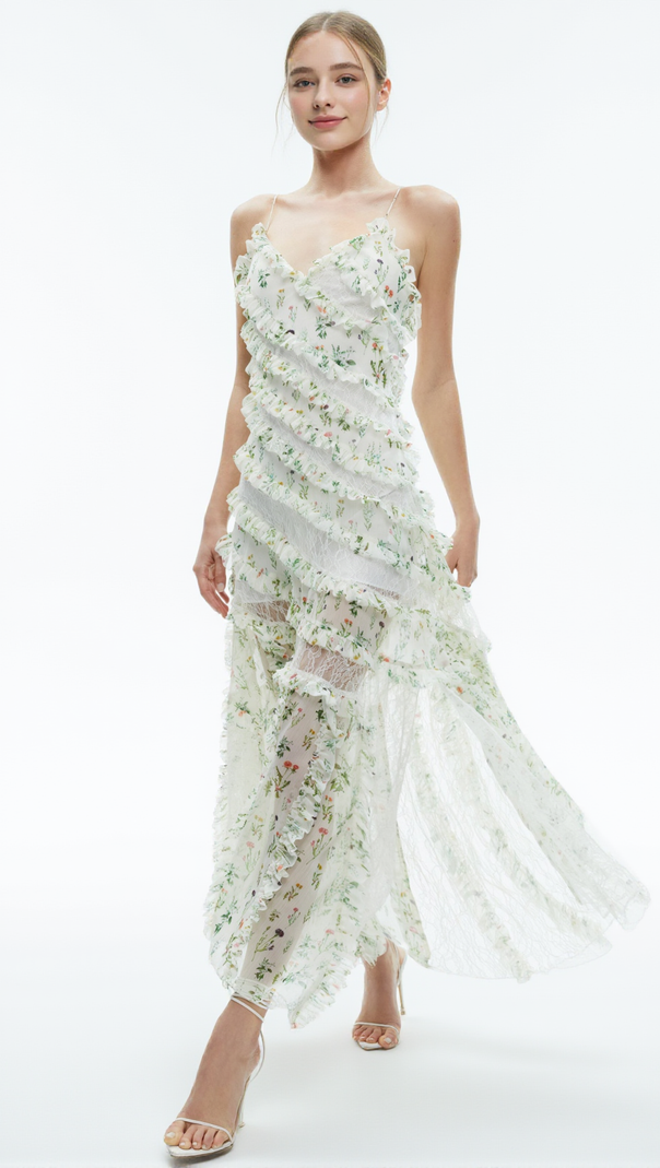 AIIZIE SONDRA MULTICOLOUR RUFFLED MAXI DRESS - product image