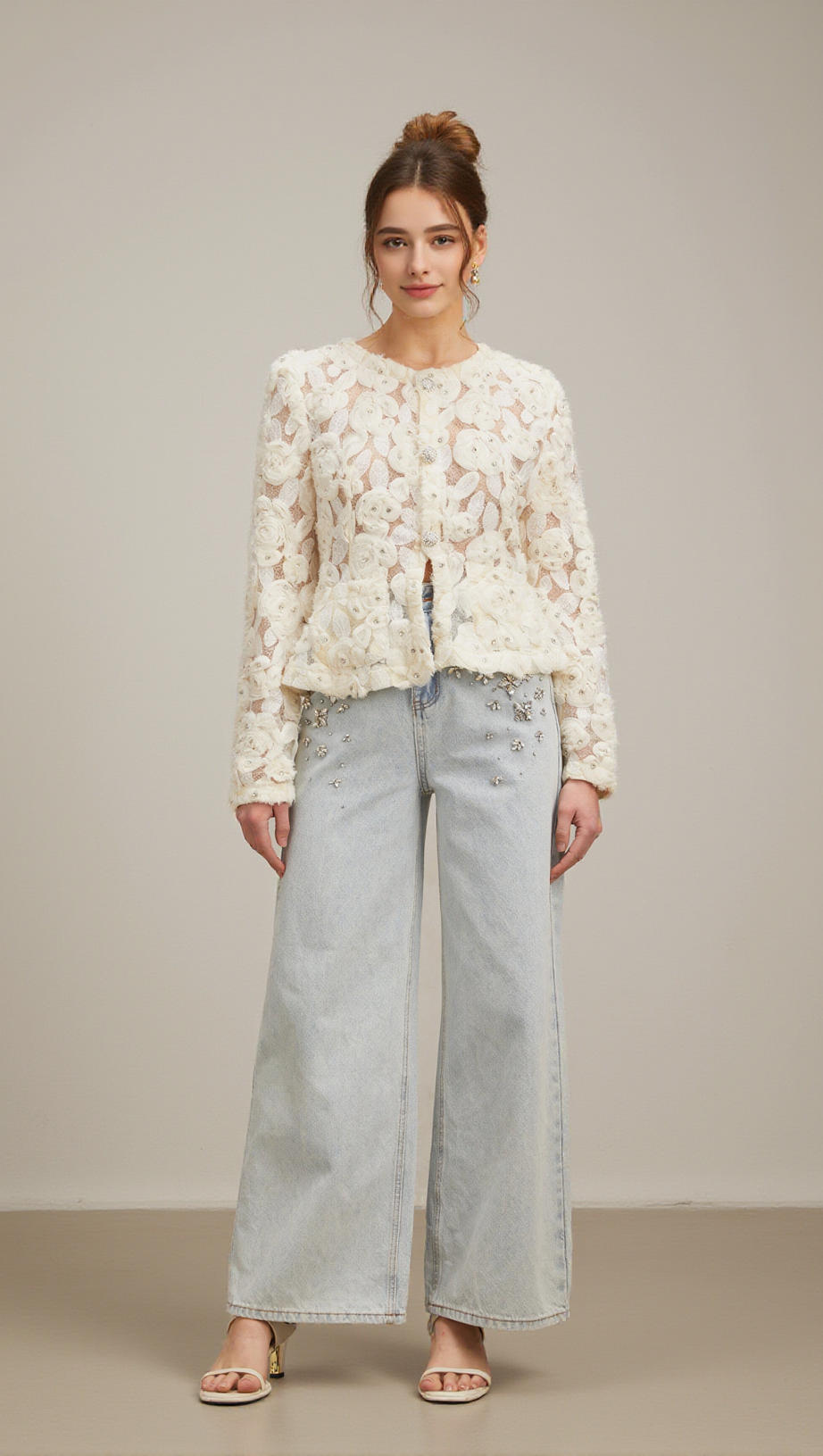 MARIANNE FLORAL-APPLIQUÉ EMBELLISHED JACKET