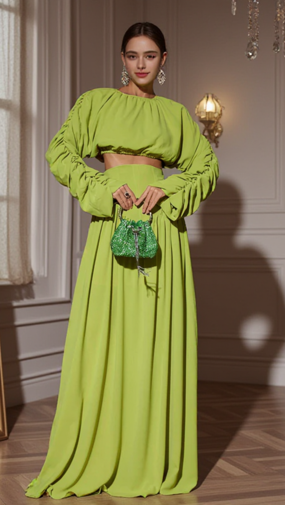 MOKGADI LONG SLEEVE RUCHED SKIRT SET
