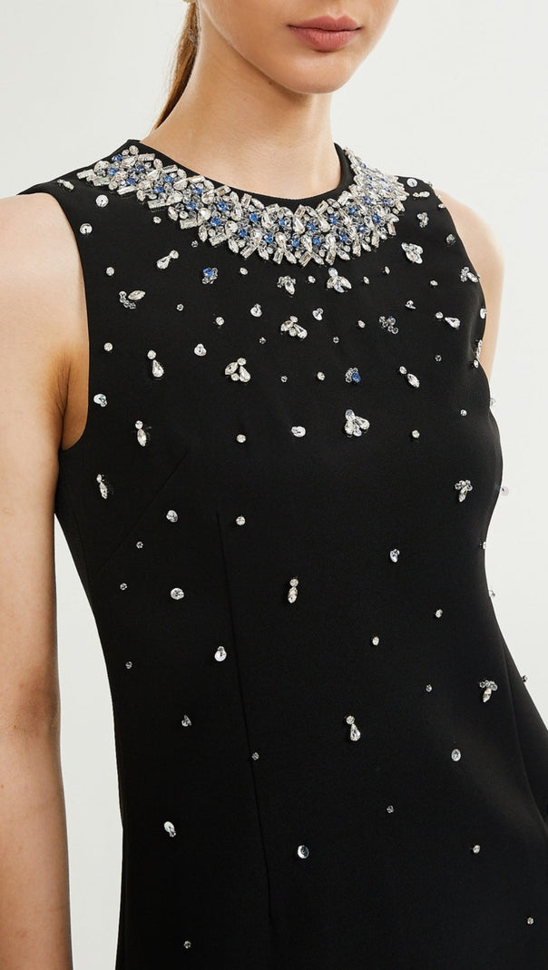 AIIZIE CRYSTAL-EMBELLISHED MINI DRESS IN BLACK - product image