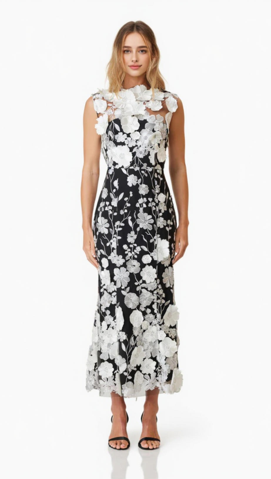 Selene Cocktail-Midikleid in Schwarz