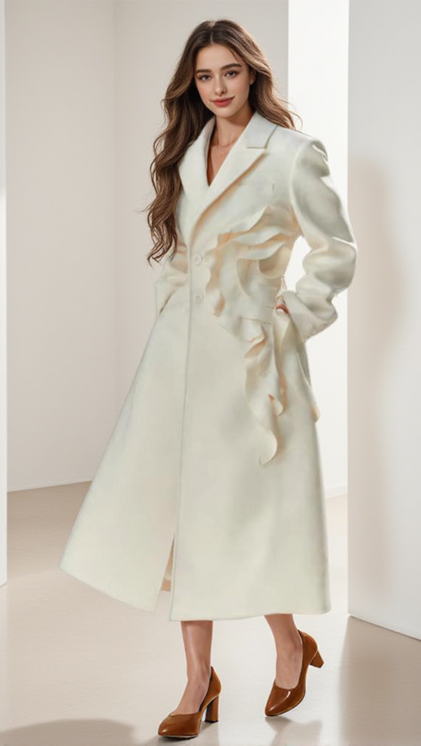 AIIZIE ALLARD FLOWER RUFFLE DENIM COAT - product image