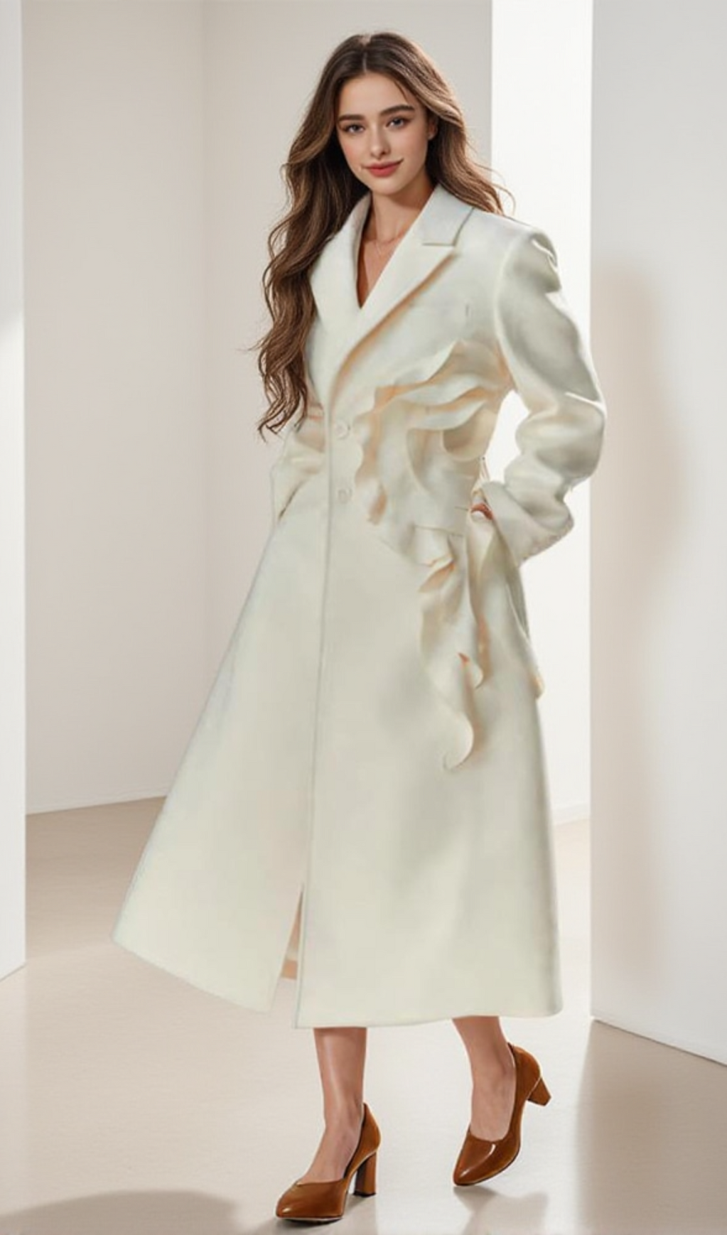 CAPPOTTO IN DENIM CON VOLANT A FIORI ALLARD