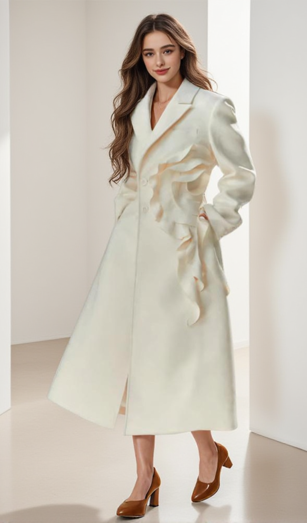 Allard Jeansmantel mit Blumenrüschen