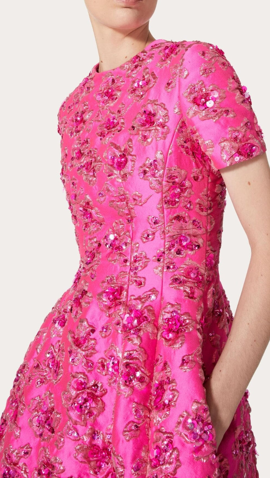 JACQUARD FLORAL MINI DRESS