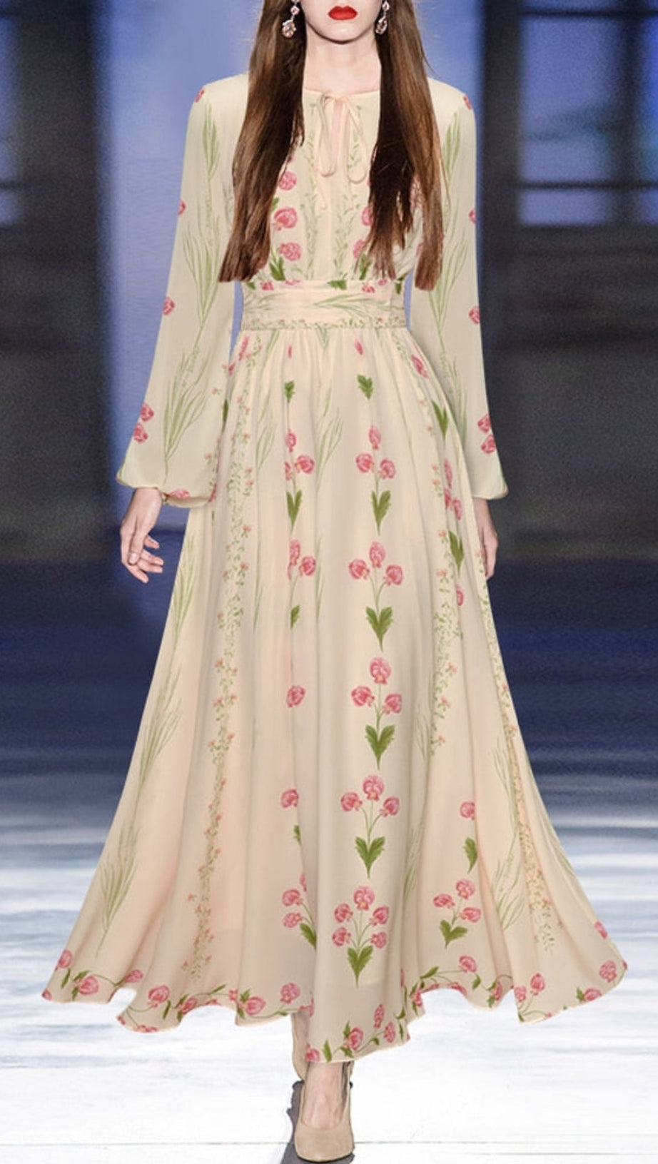 SILK FLORAL MAXI DRESS