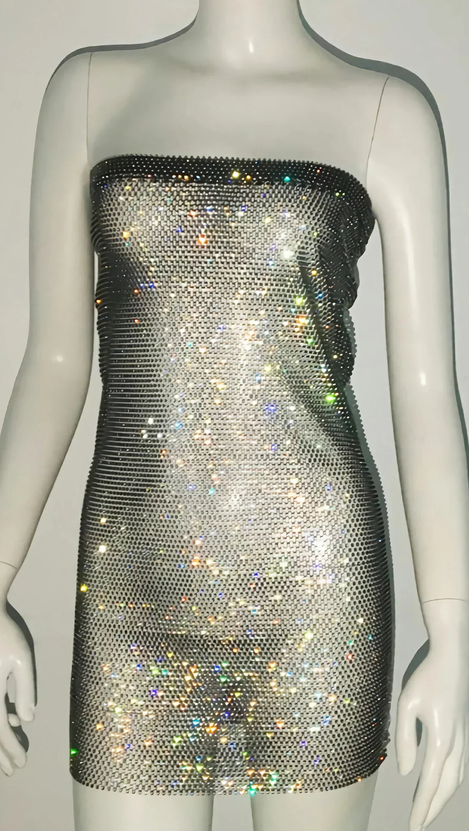 DUSKA FISHNET RHINESTONE COCKTAIL DRESS