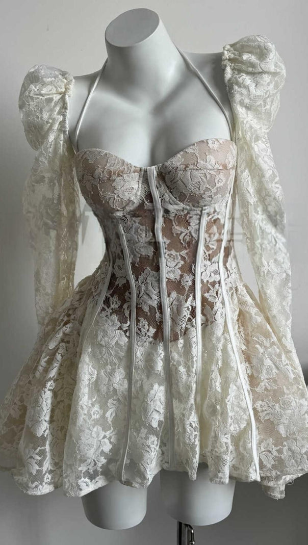 AIIZIE CAITLYN LACE CORSET MINI DRESS - product image