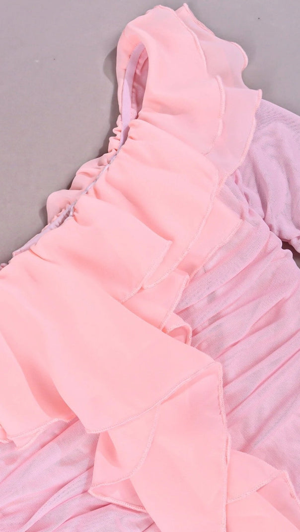 AIIZIE PINK STRAPLESS RUCHED MINI DRESS - product image