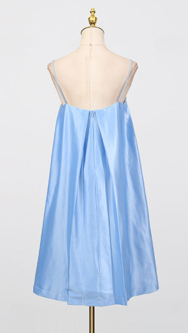 AIIZIE EDWINA APPLIQUE FLORAL EMBROIDERED MINI DRESS IN BLUE - product image