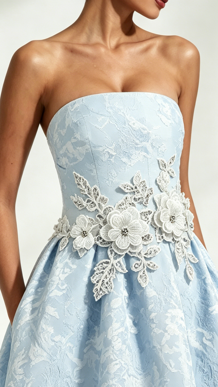 Lace Embroidery Saoirse Midi Dress - Blue