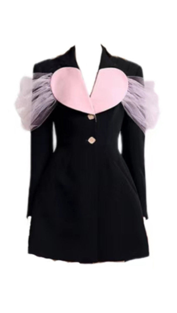 AIIZIE BLACK HEART DECOR JACKET DRESS - product image