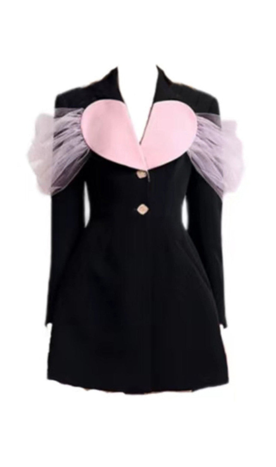 SCHWARZES JACKENKLEID MIT HERZDEKOR