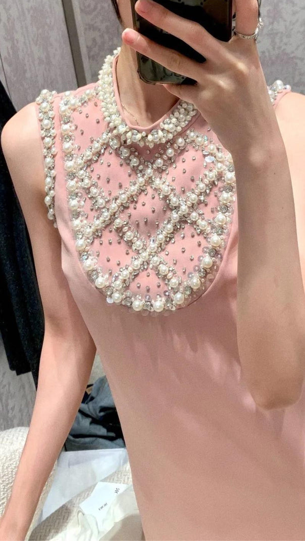 AIIZIE ALBERTINE PEARL-EMBELLISHED MINI DRESS - product image