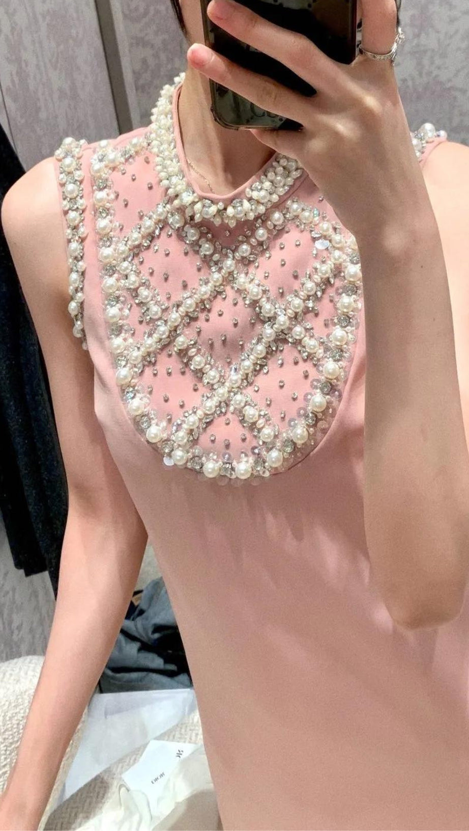 ALBERTINE PEARL-EMBELLISHED MINI DRESS