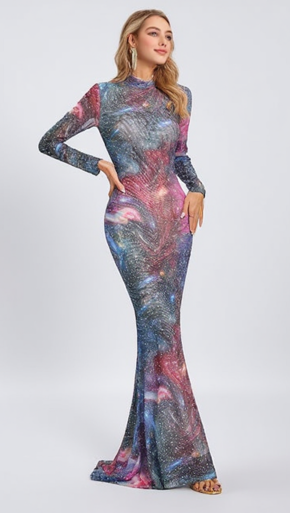 PRINTED HOT DRILL MAXI DRESS