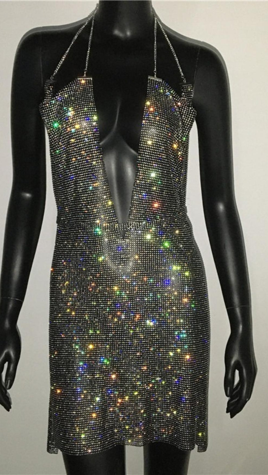 DEEP V NECK BACKLESS MINI DRESS