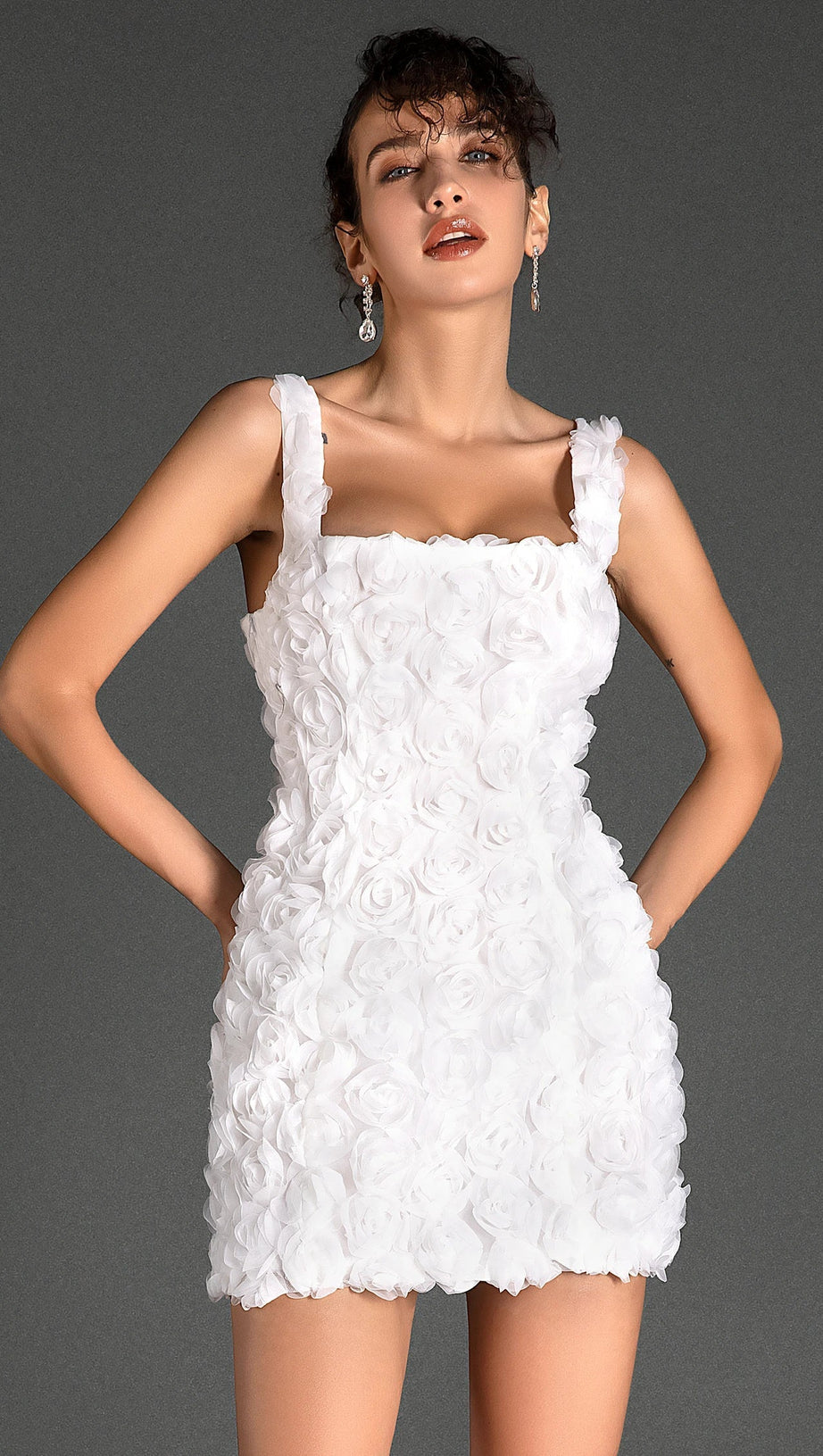 ROSSILIS FLORAL STRAP MINI DRESS