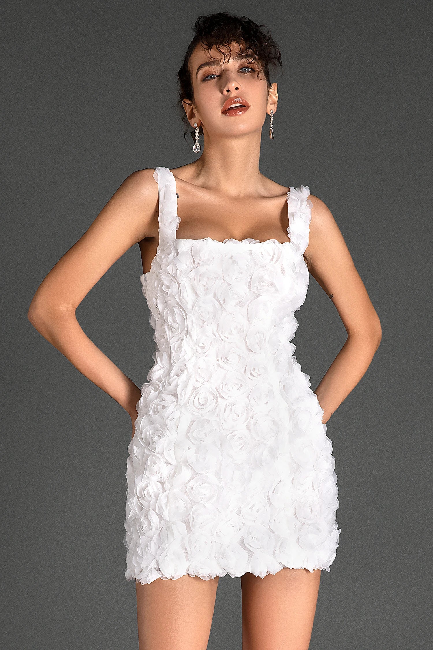 ROSSILIS FLORAL STRAP MINI DRESS