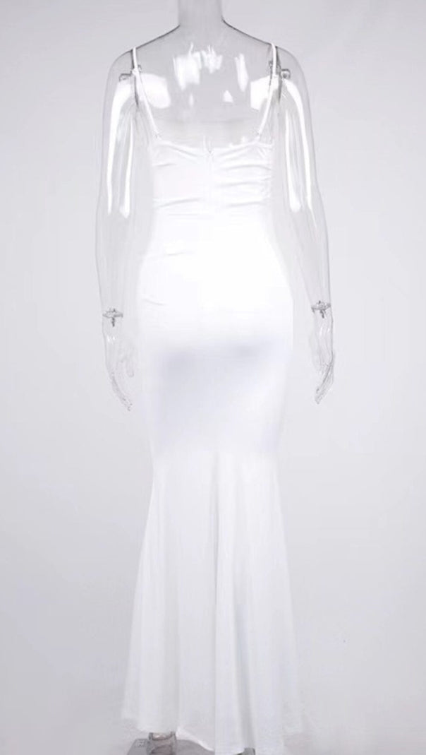 AIIZIE DRAPED CORSET MAXI DRESS IN WHITE - product image