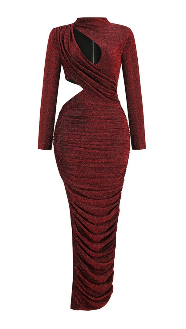 Cut Out Long Sleeve Maxi Dress