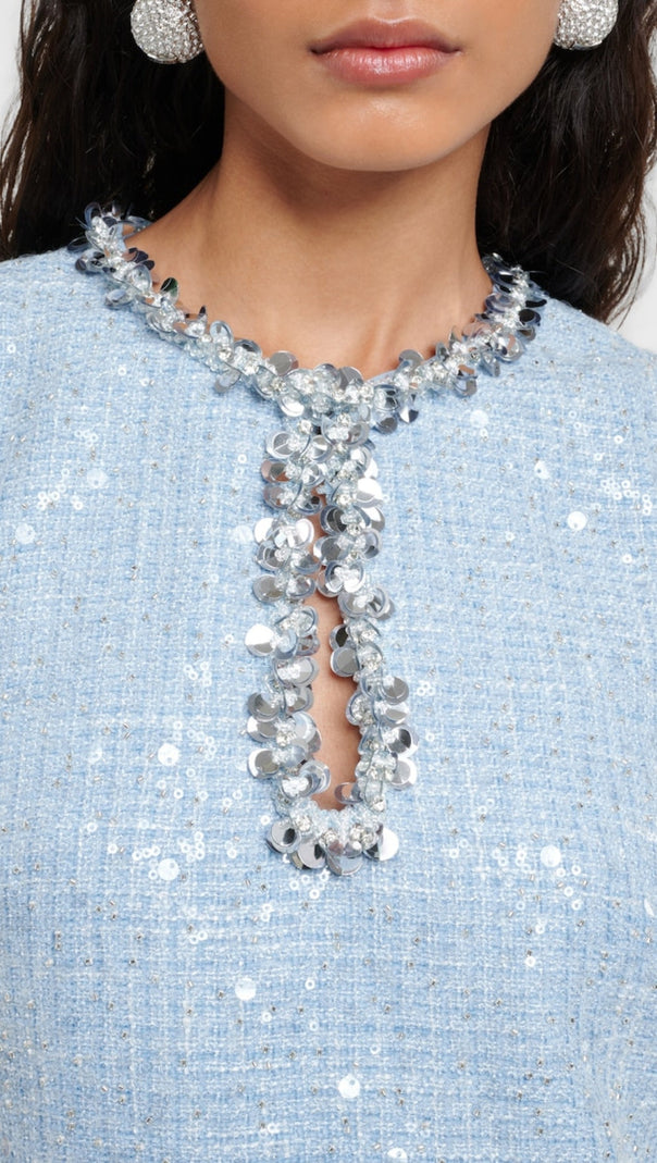 AIIZIE EMBELLISHED BOUCLÉ MINI DRESS - product image