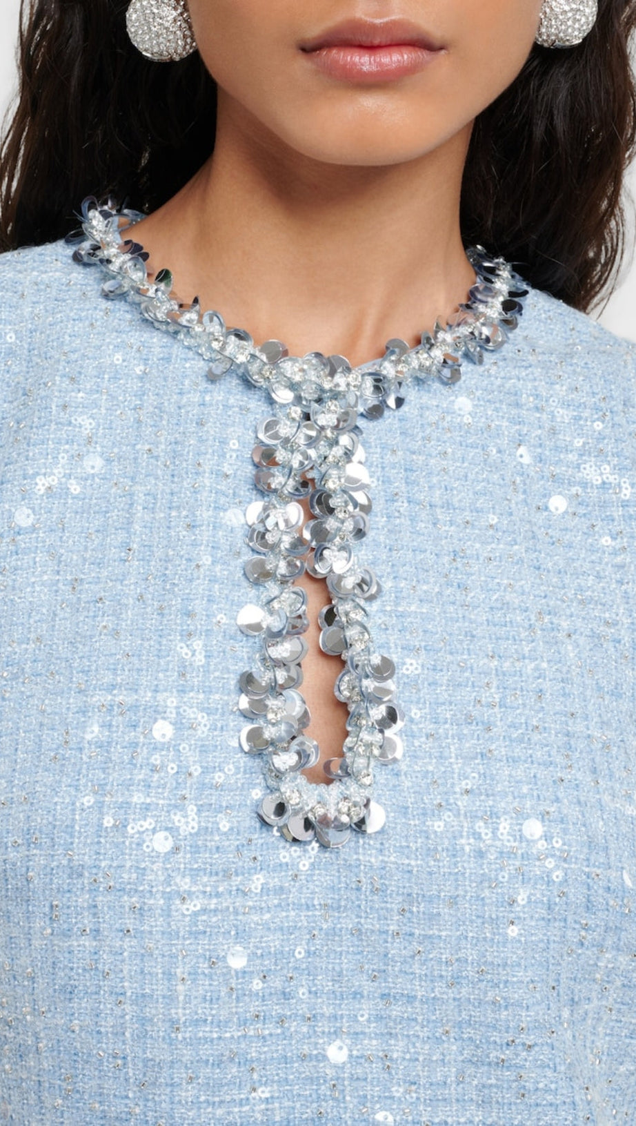 EMBELLISHED BOUCLÉ MINI DRESS