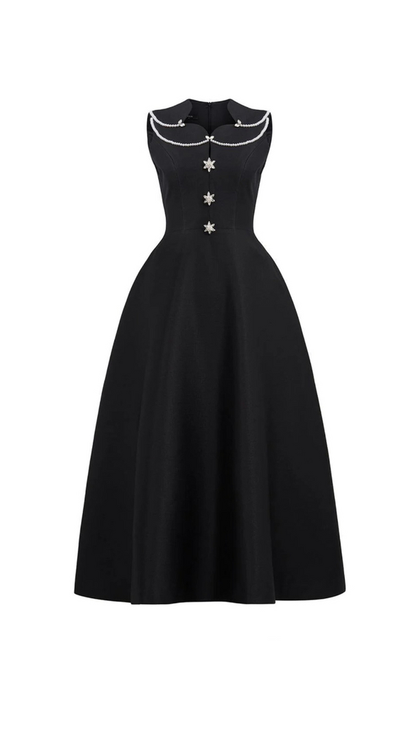 AIIZIE PEARL EMBELLISHED A LINE MIDI DRESS IN BLACK - product image