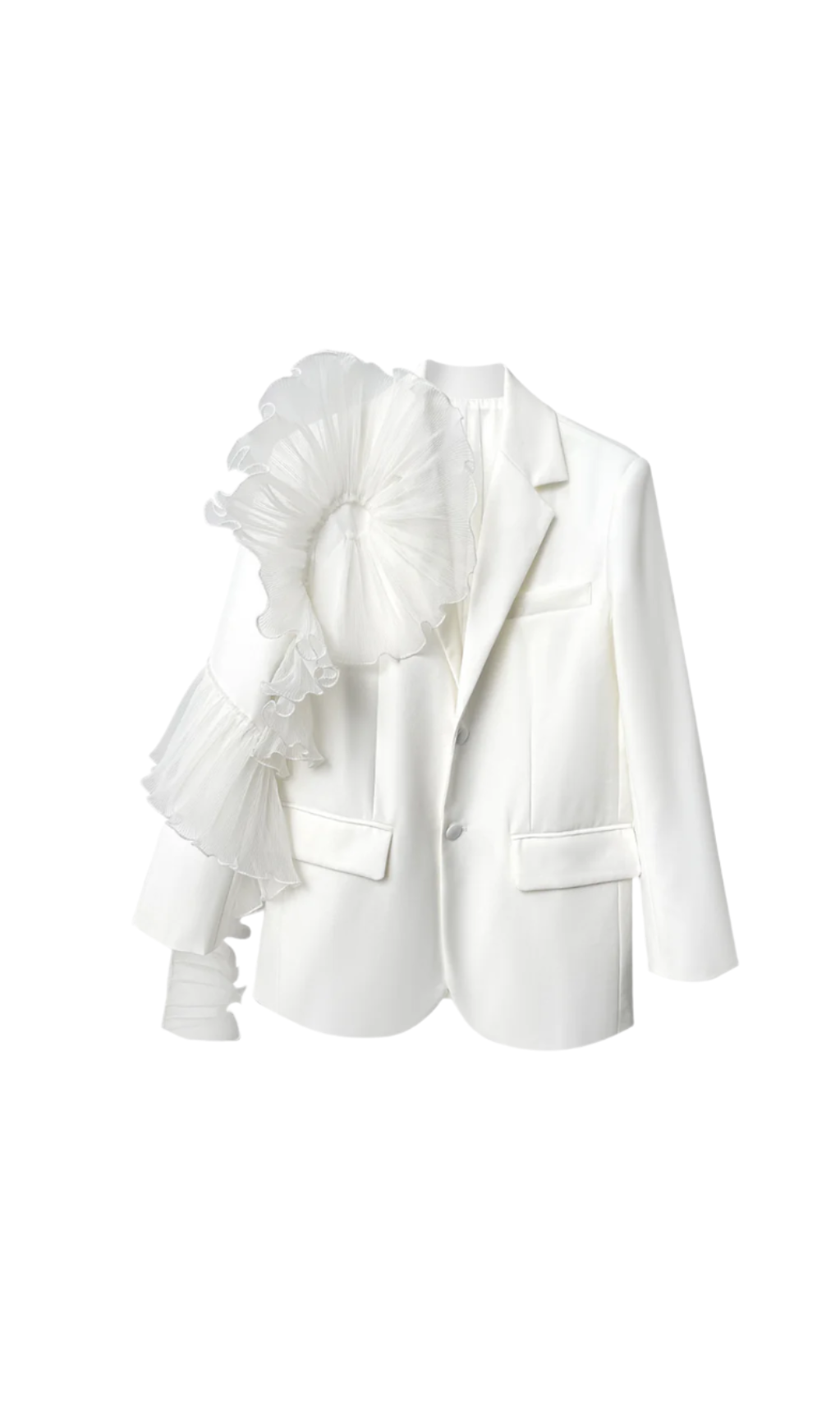 BLAZER A MANICHE LUNGHE CON DETTAGLIO A VOLANT POLLY BIANCO