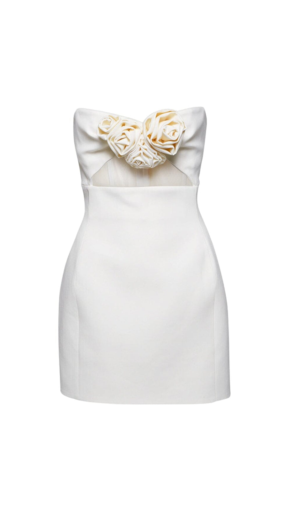 STRAPLESS CUTOUT MINI DRESS IN WHITE