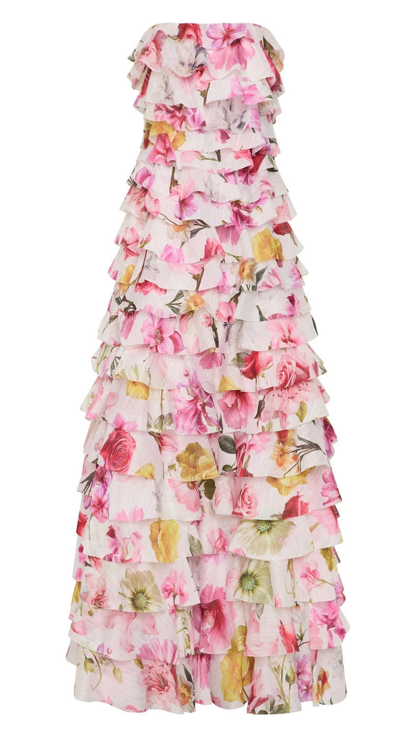 AIIZIE YETTA STRAPLESS FLORAL PRINTED LAYERED MAXI DRESS - product image