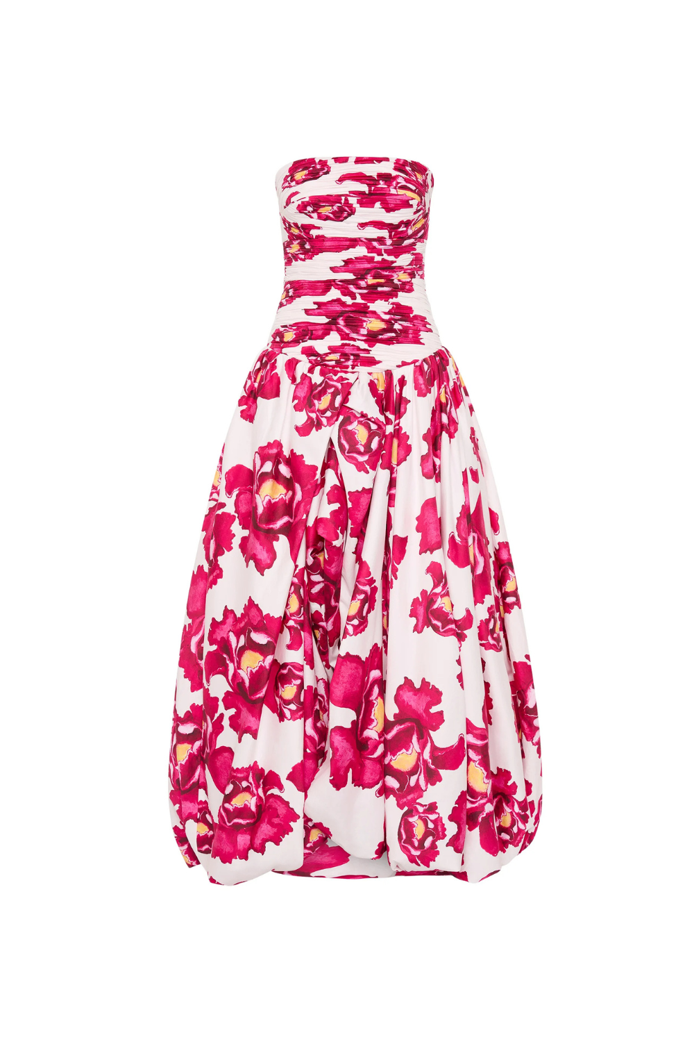 NANCY VIOLETTE  BUBBLE HEM MAXI DRESS IN PALE RED