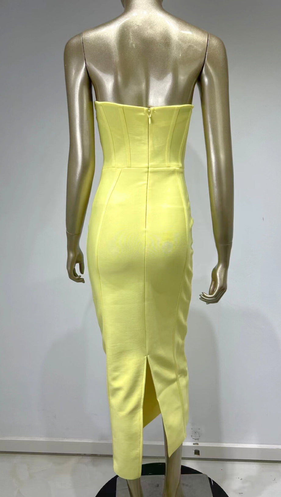 PATCHWORK STRAPLESS BANDAGE DRESS