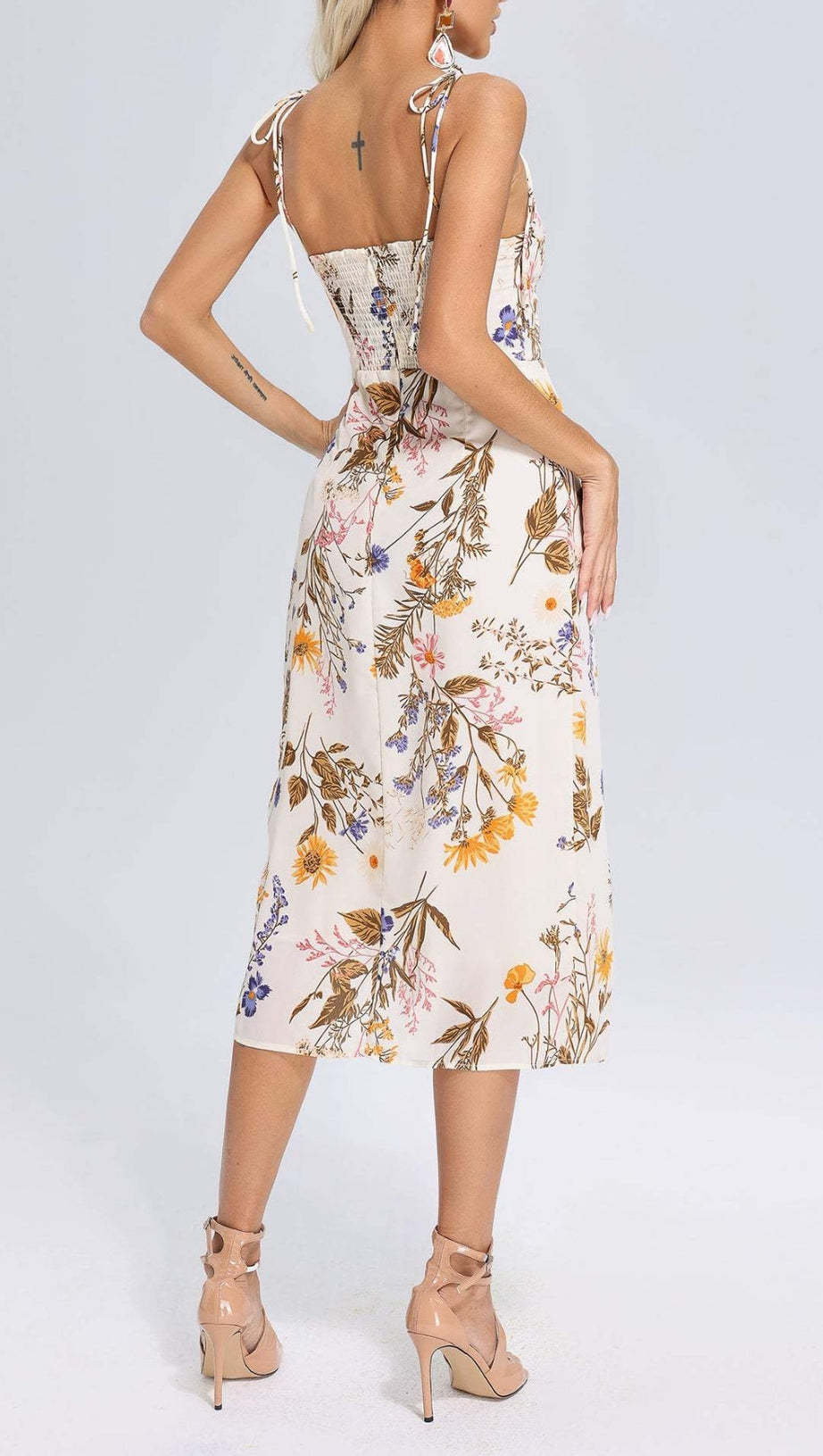 STRAPPY FLORAL PRINTED MIDI DRESS