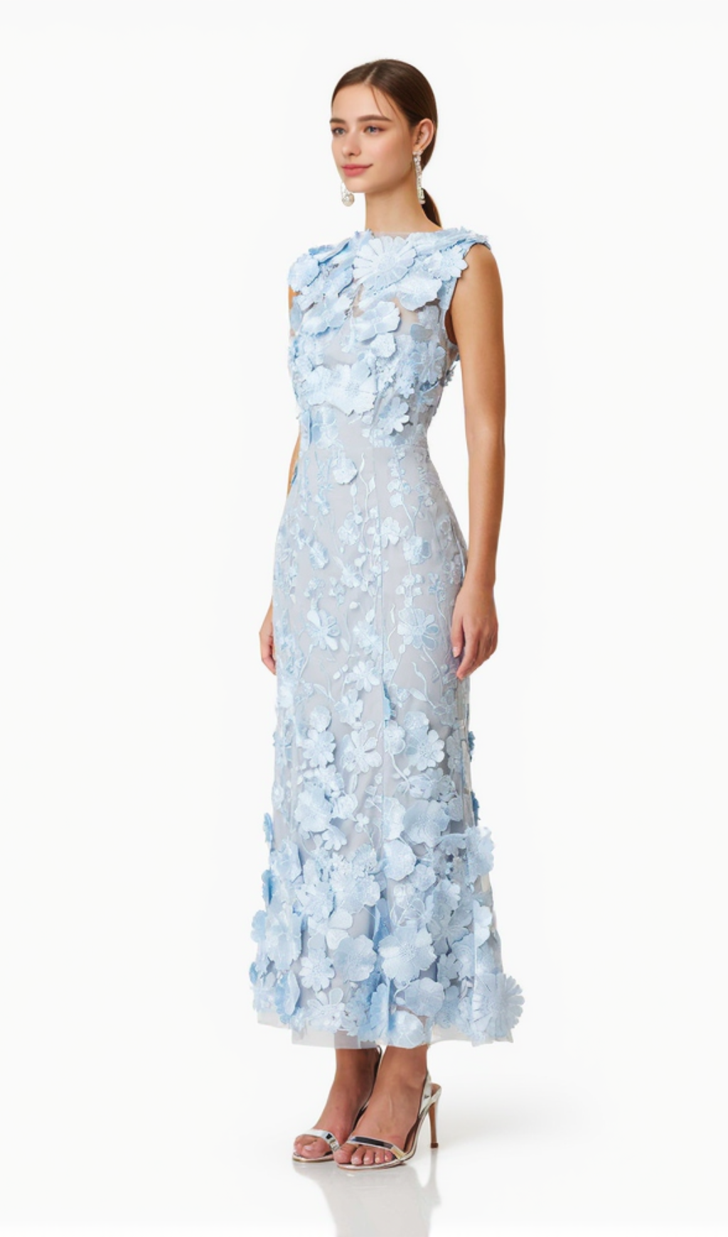 Selene Cocktail Midi Dress in Blue