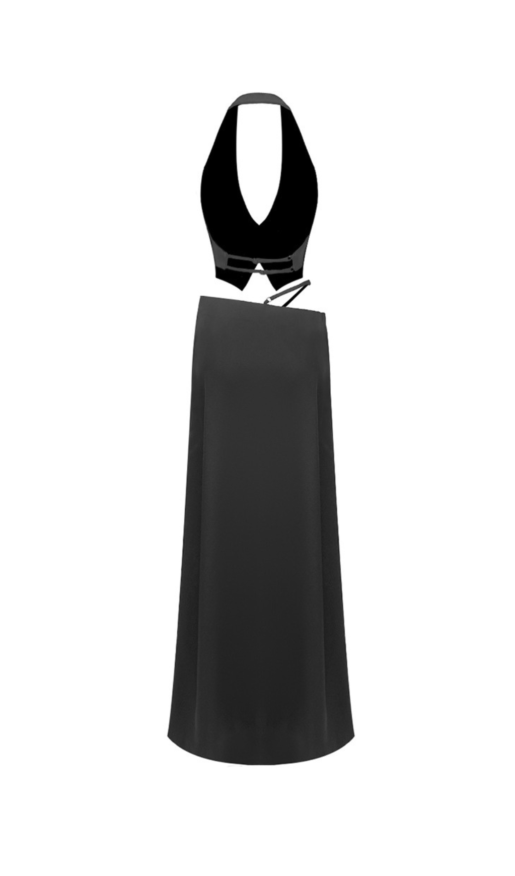 SILK CROP TOP MAXI SKIRTS 2 PIECES SETS IN BLACK