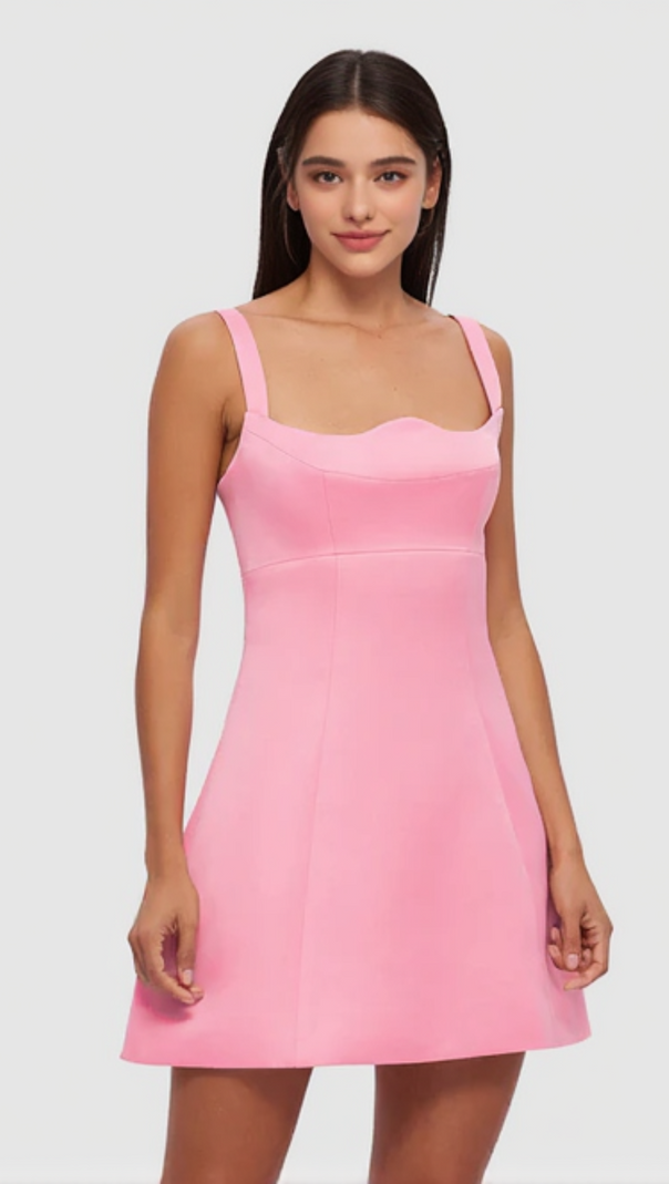 AIIZIE CORSET PANEL MINI DRESS IN PINK - product image