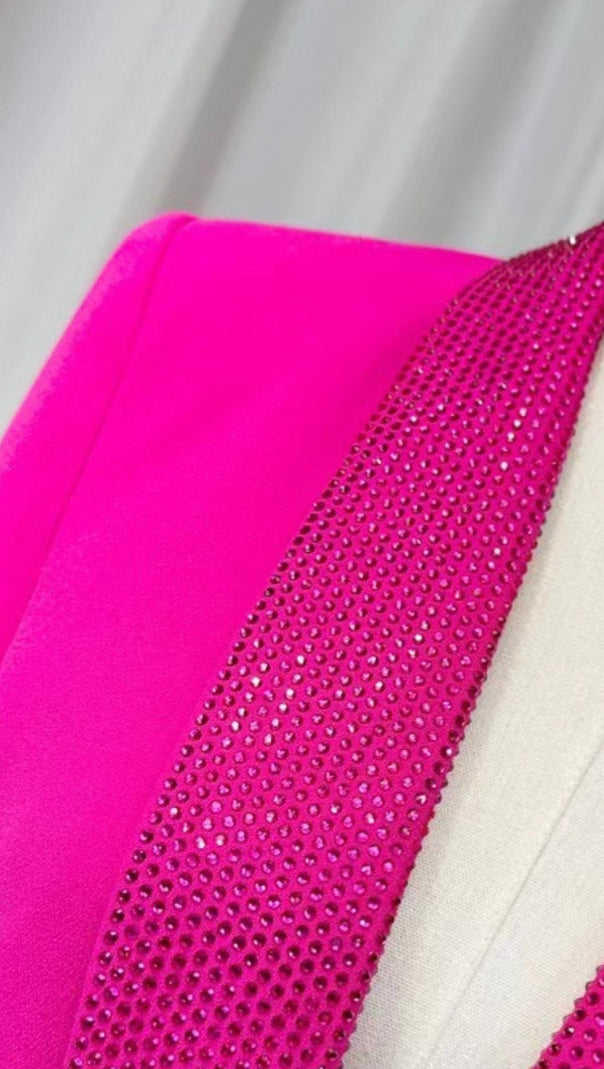 BLAZER MIT STRASS-FEDERN IN PINK