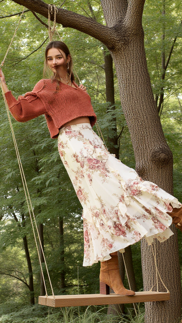 AIIZIE ISABELLA FLORAL MIDI SKIRT - product image