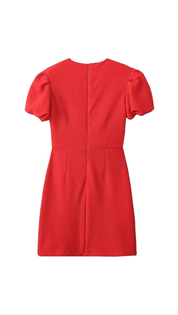 AIIZIE HEART-SHAPED CUTOUT CRÊPE MINI DRESS IN RED - product image