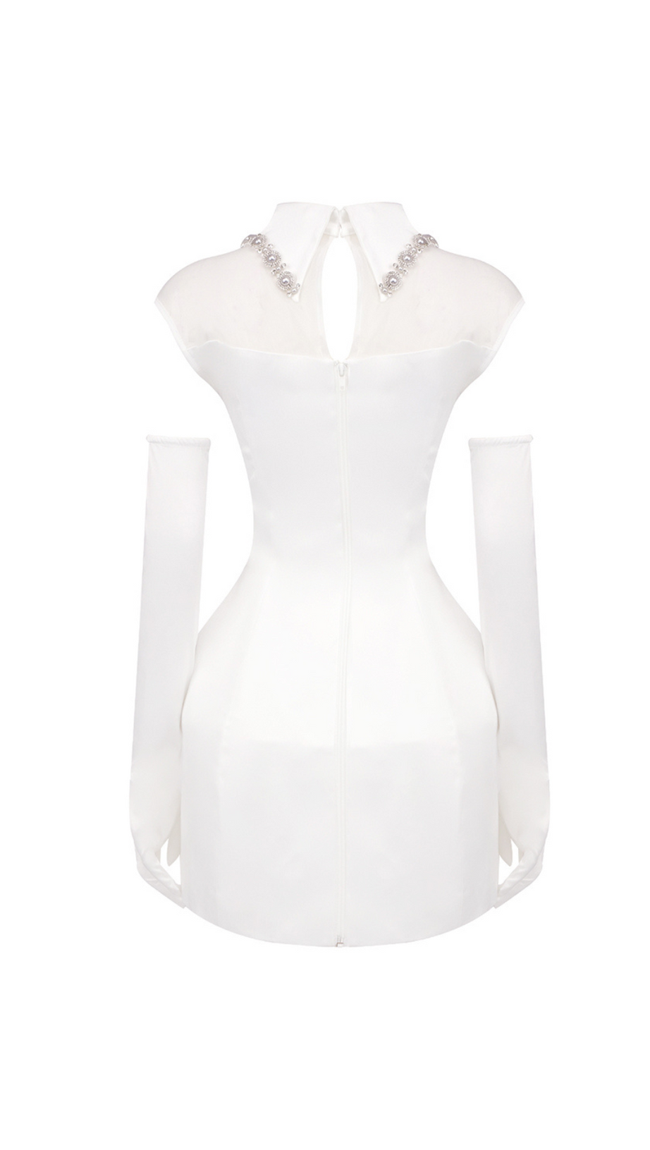 SIMONE TULLE DETAIL MINI DRESS IN WHITE