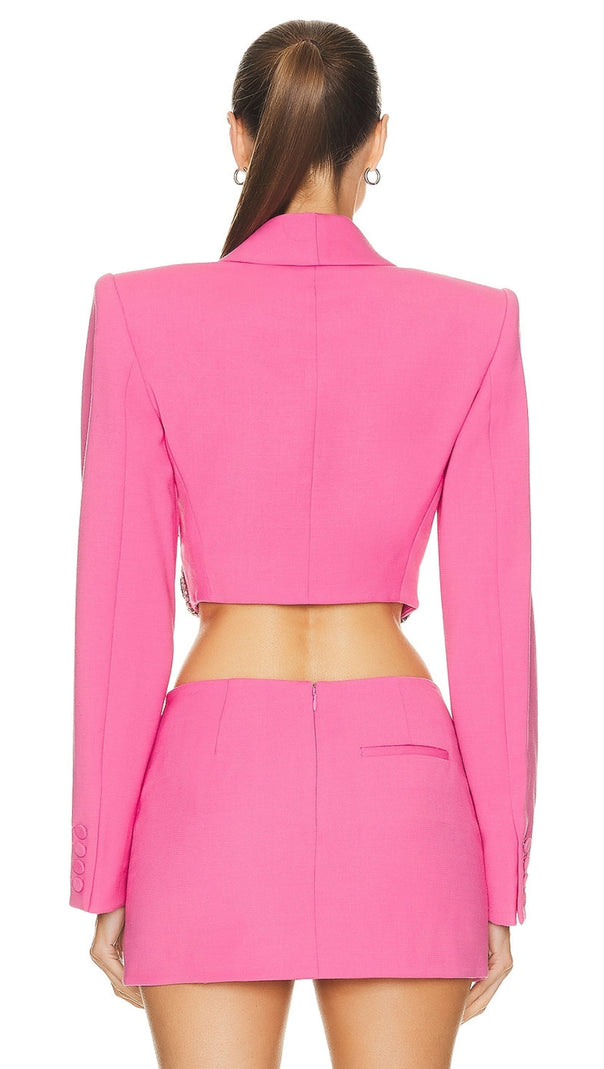 AIIZIE EMBELLISHED BUTTERFLY CROPPED BLAZER IN PINK - product image