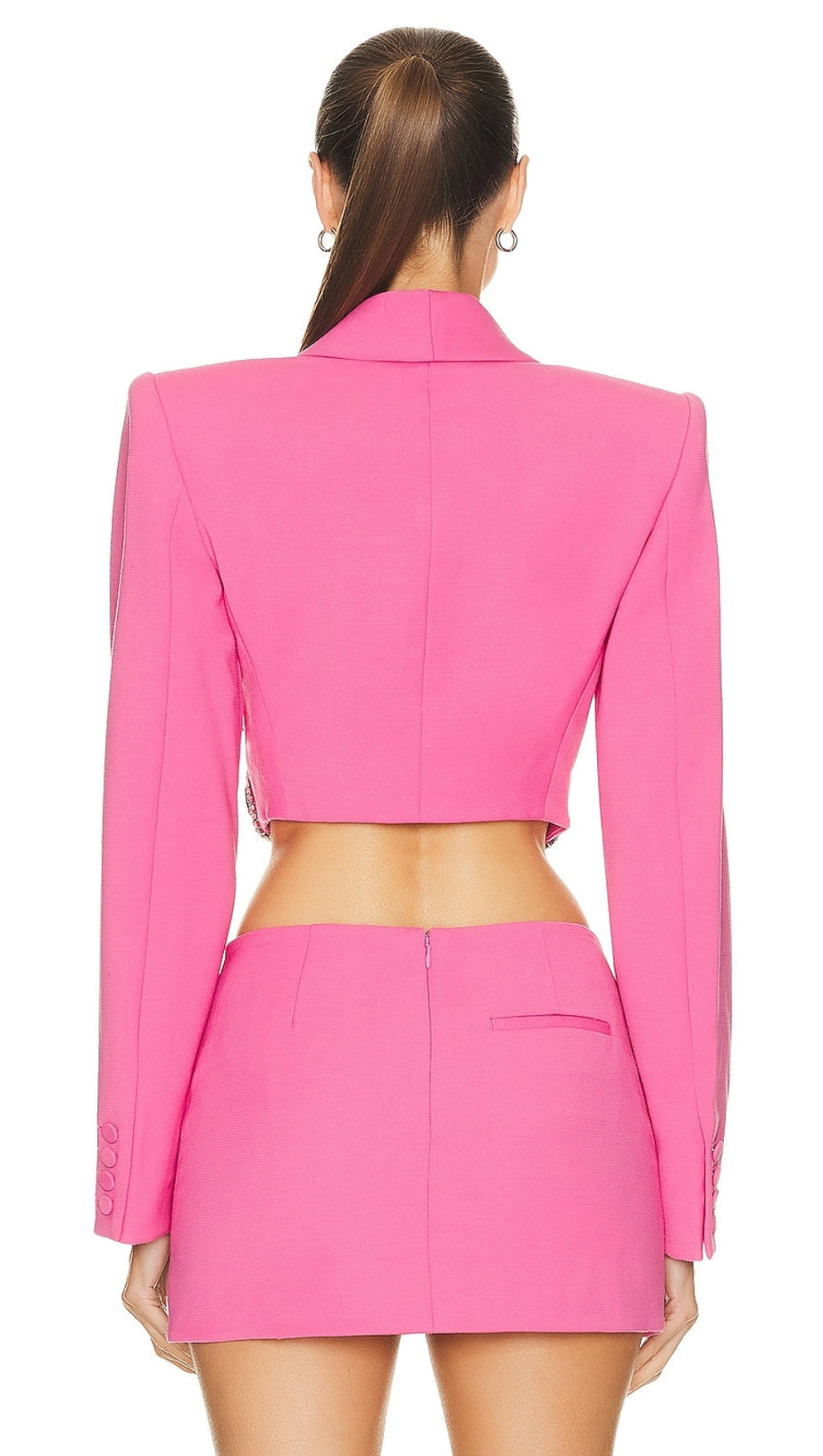 EMBELLISHED BUTTERFLY CROPPED BLAZER IN PINK