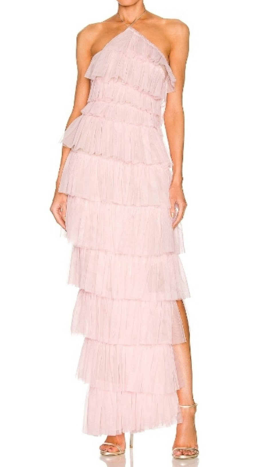 FRINGED  BACKLESS MAXI DRESS