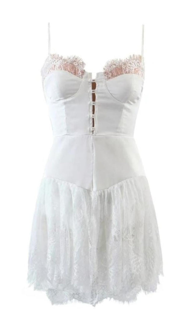 ÄRMELLOSES MINIKLEID AUS SPITZE