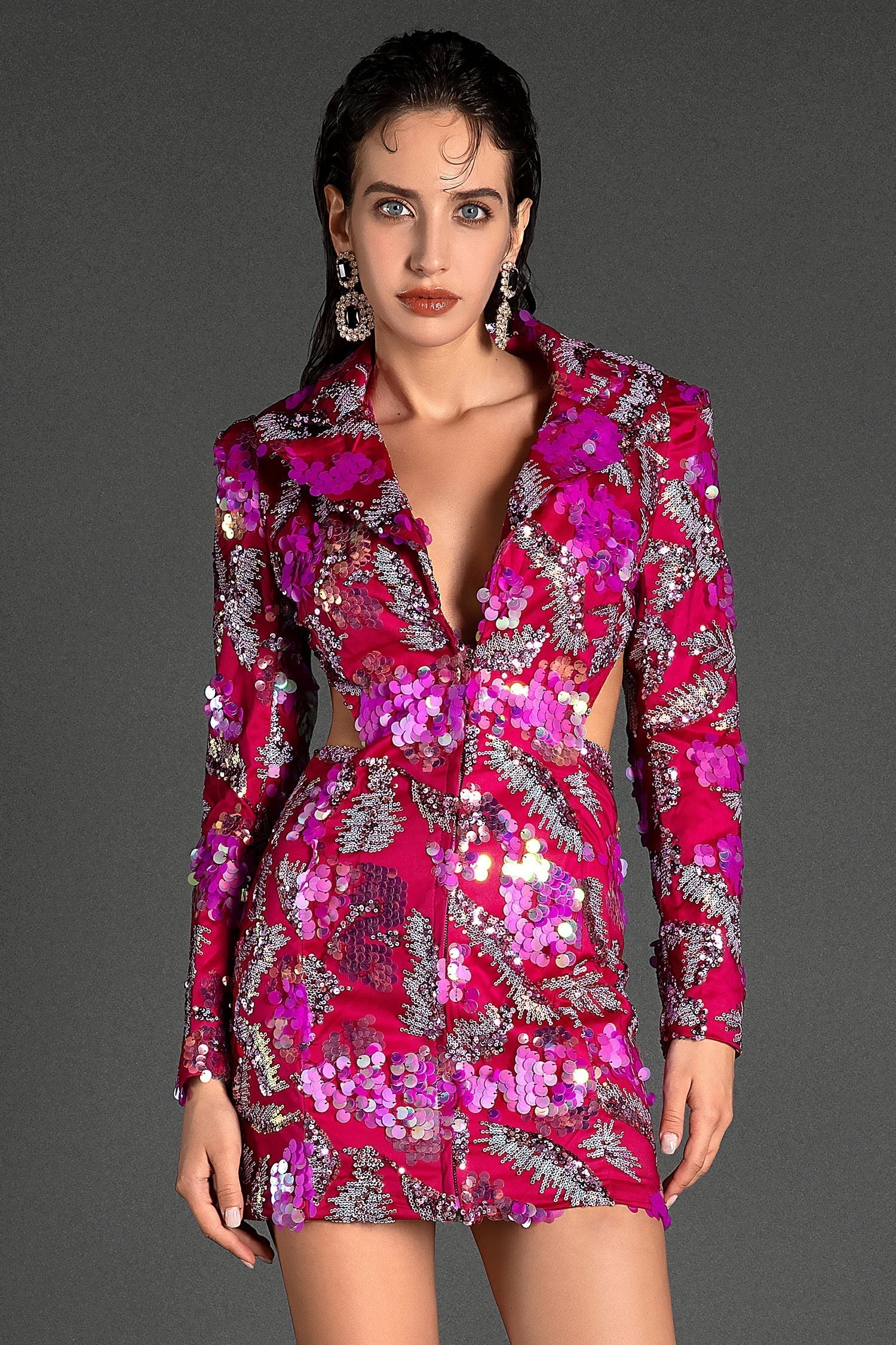 KANELELI CUTOUT SEQUIN MINI DRESS