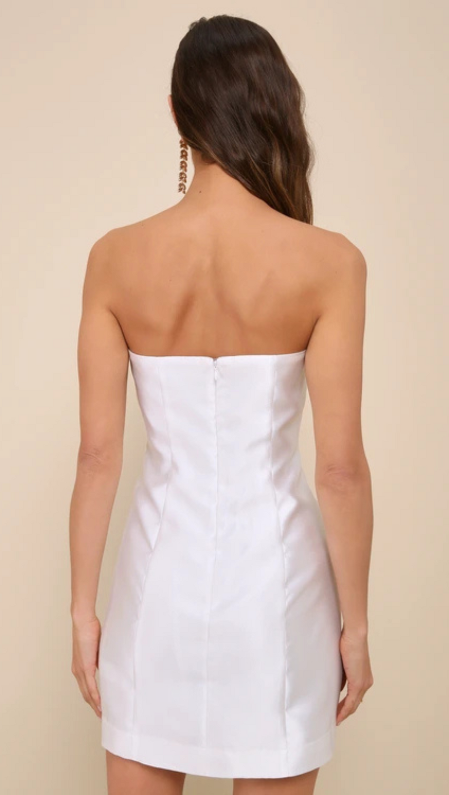 3D FLORAL APPLIQUE STRAPLESS MINI DRESS