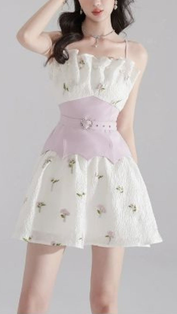 MINI ABITO JACQUARD RICAMATO BIANCO
