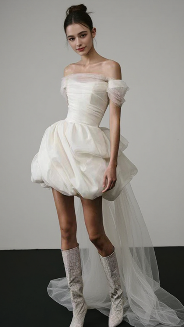 AIIZIE KEIRA STRAPLESS MINI DRESS IN WHITE - product image